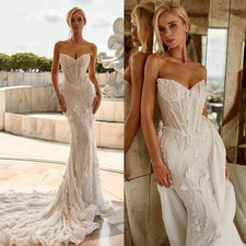 Gorgeous Wedding Dress Sweetheart Appliques 3D Lace Beading Mermaid Bridal Gowns
