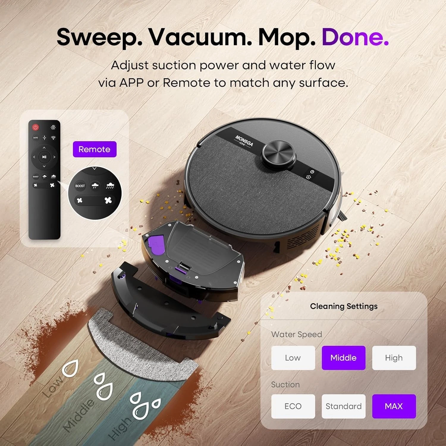 MS1 Robot Vacuum Mop 7000Pa Lidar Navigation App 180min For Hard Floors Carpets
Opens in a new windo