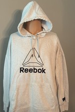 Reebok Logo White Pullover Hoodie Drawstring Kangaroo Pocket Men s XL