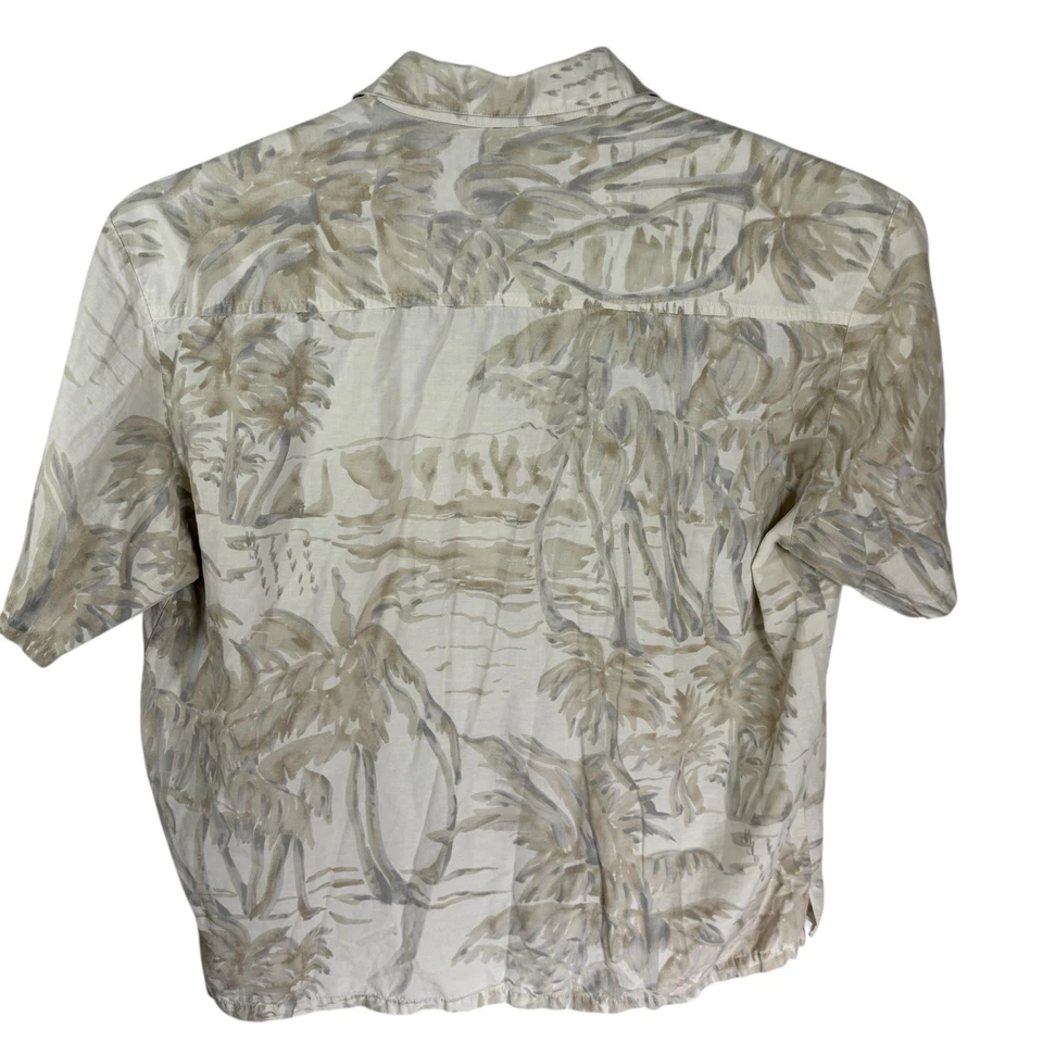 Camisa manga corta Kahala Hawaiian Islands para hombre XL hojas blancas rayón/algodón Foto 3 de 4