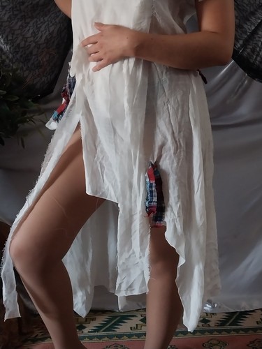 VESTIDO DE COLECCIÓN GASA 2 CAPAS LAGENLOOK WHISIGOTH DESHILACHADO ANDRAJOSO DESGASTADO NUEVO CON ETIQUETAS S/M - Imagen 8 de 12