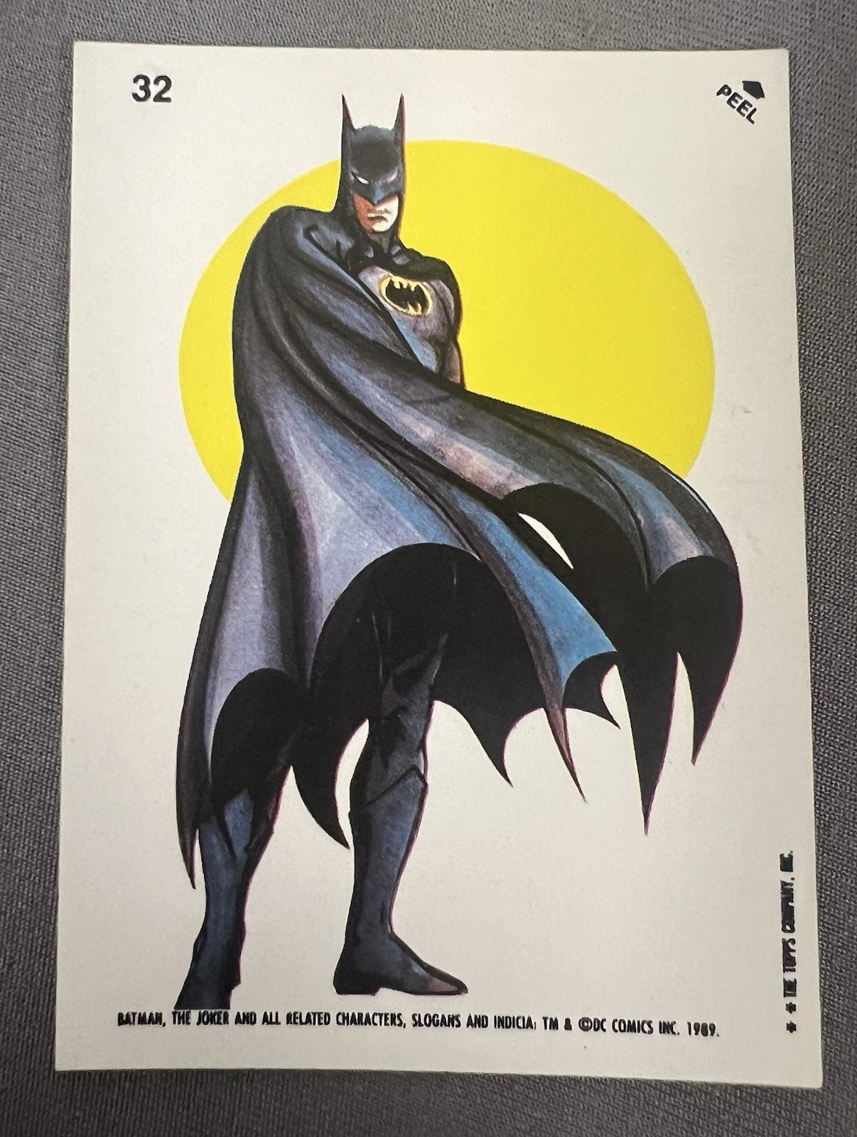 Batman #32 1989 Topps Batman Sticker trading card — raw and PSA graded price guide