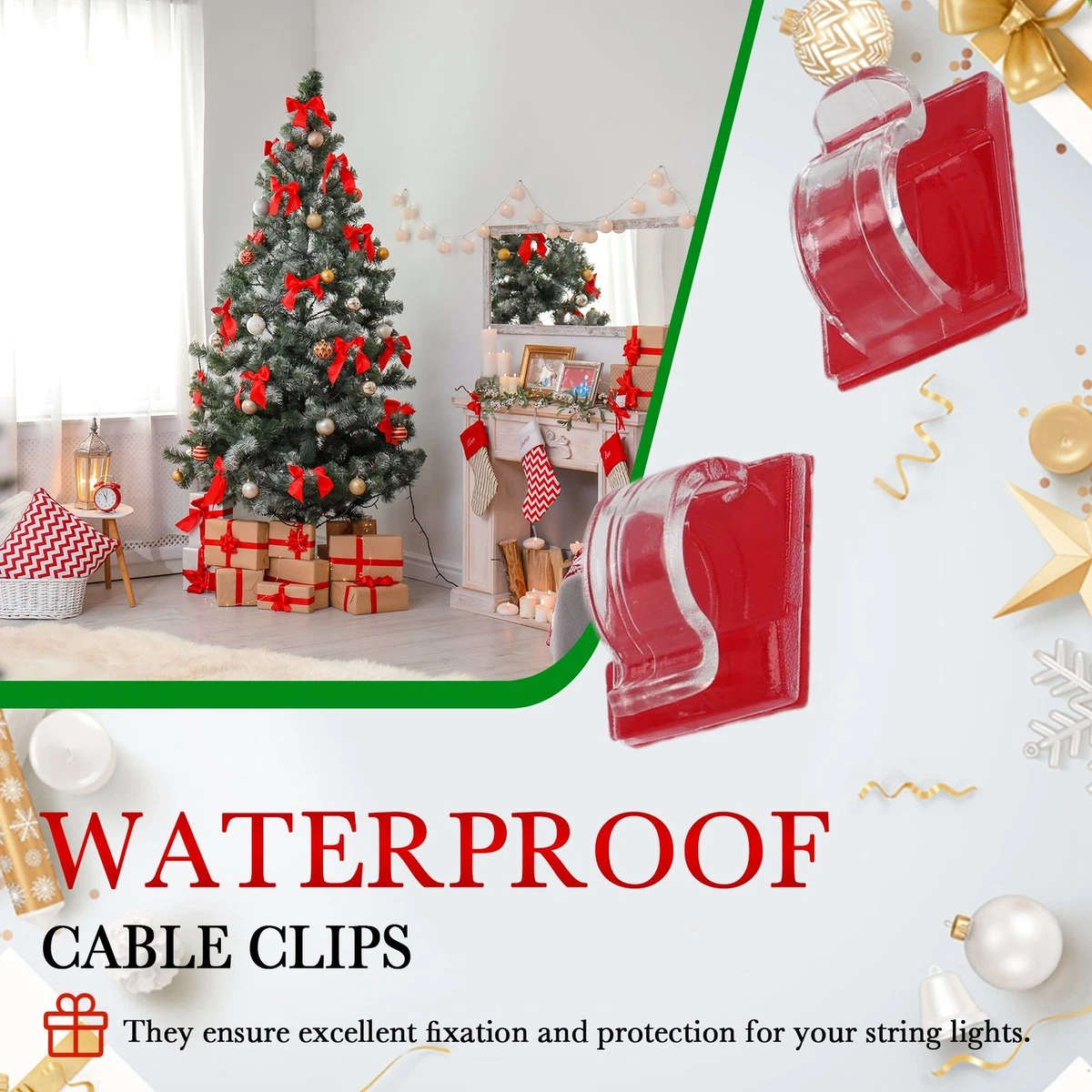 Hooks for Outdoor String Lights Clips 30 Pack Clips Clear Light Hook with6598