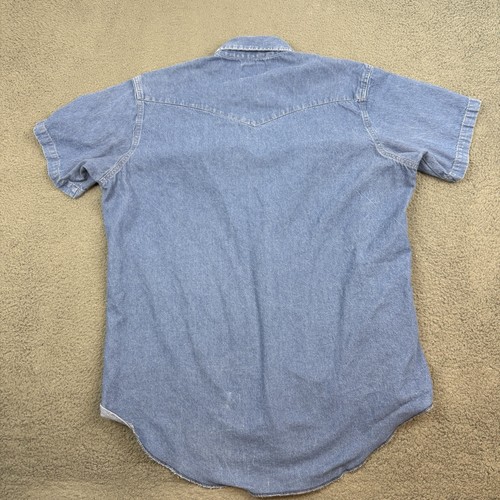Vintage Wrangler Jeanshemd Herren Extra Large Tall Blau Peal Snap Kurzarm - Bild 5 von 8