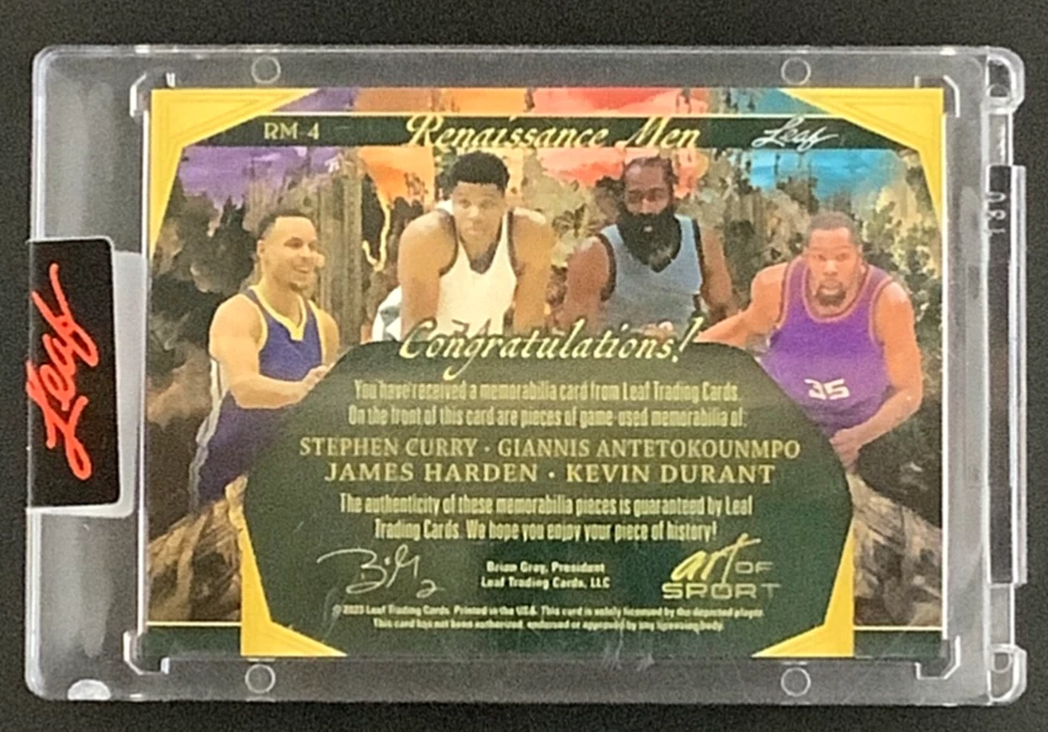 Hoja Arte del Deporte 2023 Renacimiento Curry, Harden, KD, Antetokounmpo/35 Parche SP Foto 2 de 2