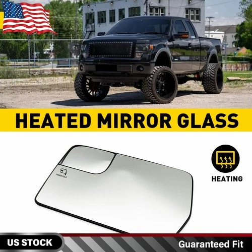 For 11-14 F150 SVT RAPTOR Mirror Glass W/ Spotter Glass Heated Driver Side