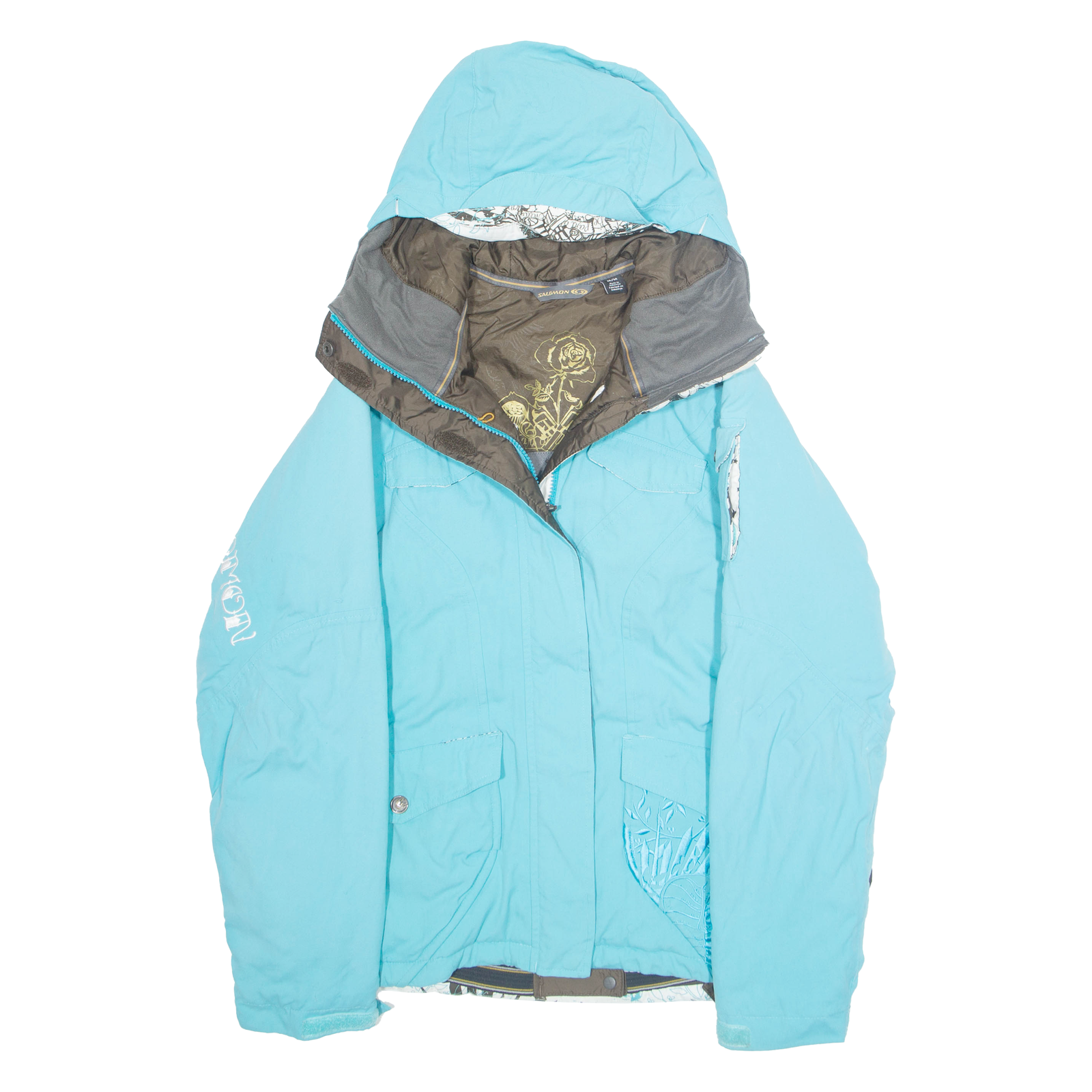 SALOMON Giacca antipioggia donna blu nylon con cappuccio M