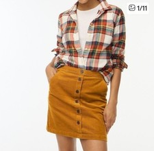 NWT JCrew Corduroy Button Up A Lin Skirt Academia Tailored Golden Brandy Size 6