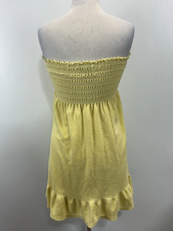 Antigo Vestido Tubo Amarelo Juicy Couture Tecido Terry Cobertura Média Y2K EUA - Imagem 3 de 4