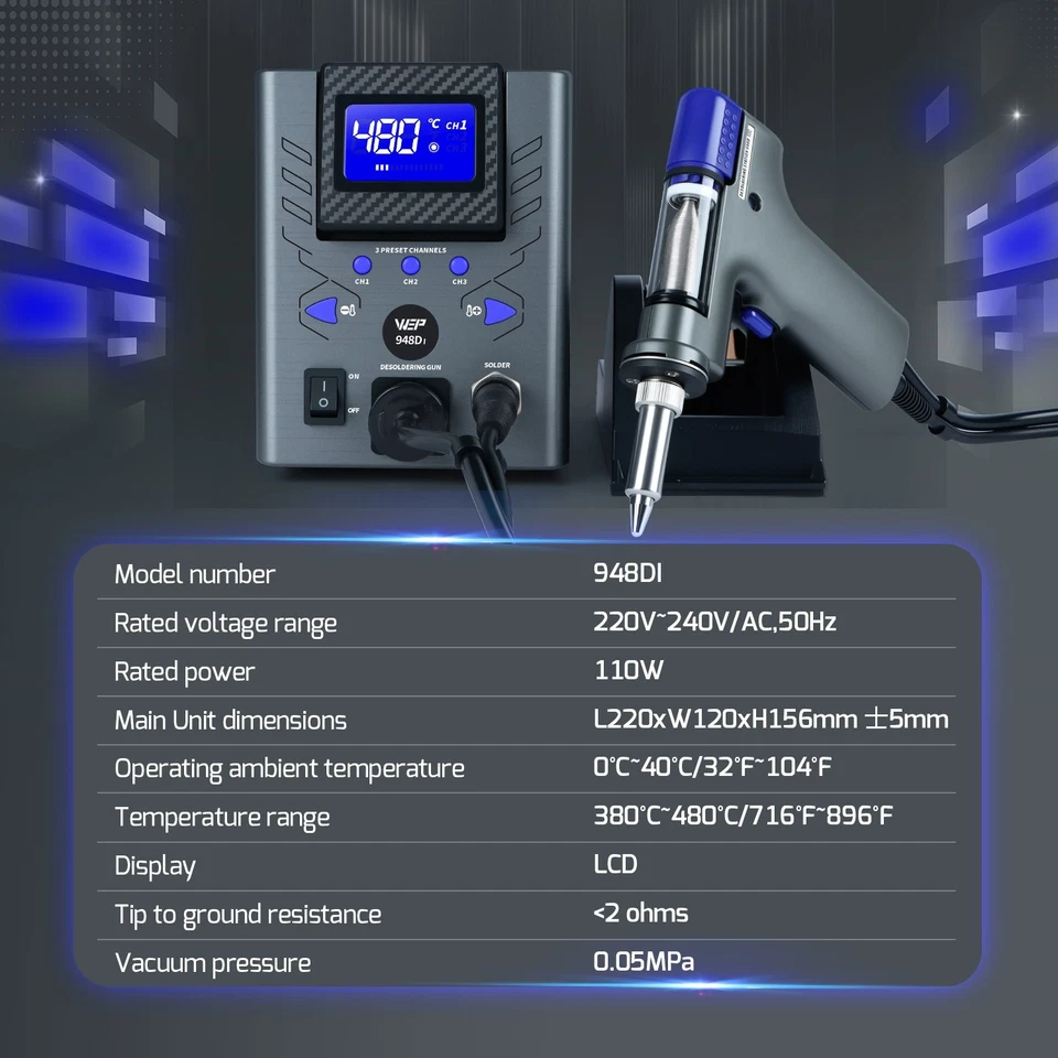 110W WEP 948D-I EVO Digital Desoldering Station Adjustable Temp Rework Station - image 3 of 4