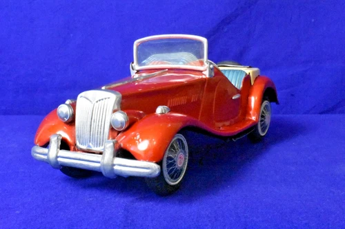 Vintage Bandai MG Open Convertible Roadster Tin Litho Friction Car 1950's Japan.