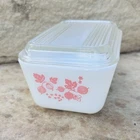 Vintage Pyrex Pink Gooseberry 502 Refrigerator Dish w/Lid 502-C Fridgie 1.5 pint