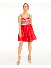 CRYSTAL DOLLS Womens Short Dress Red Spaghetti Strap Formal Juniors 13