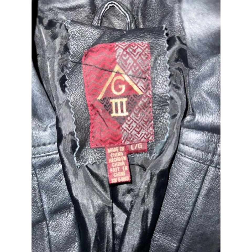 De Colección G-iii Años 80 Negro Cuero Genuino Largo Plumero Chaqueta Gabardina Para Mujer Grande Foto 4 de 4