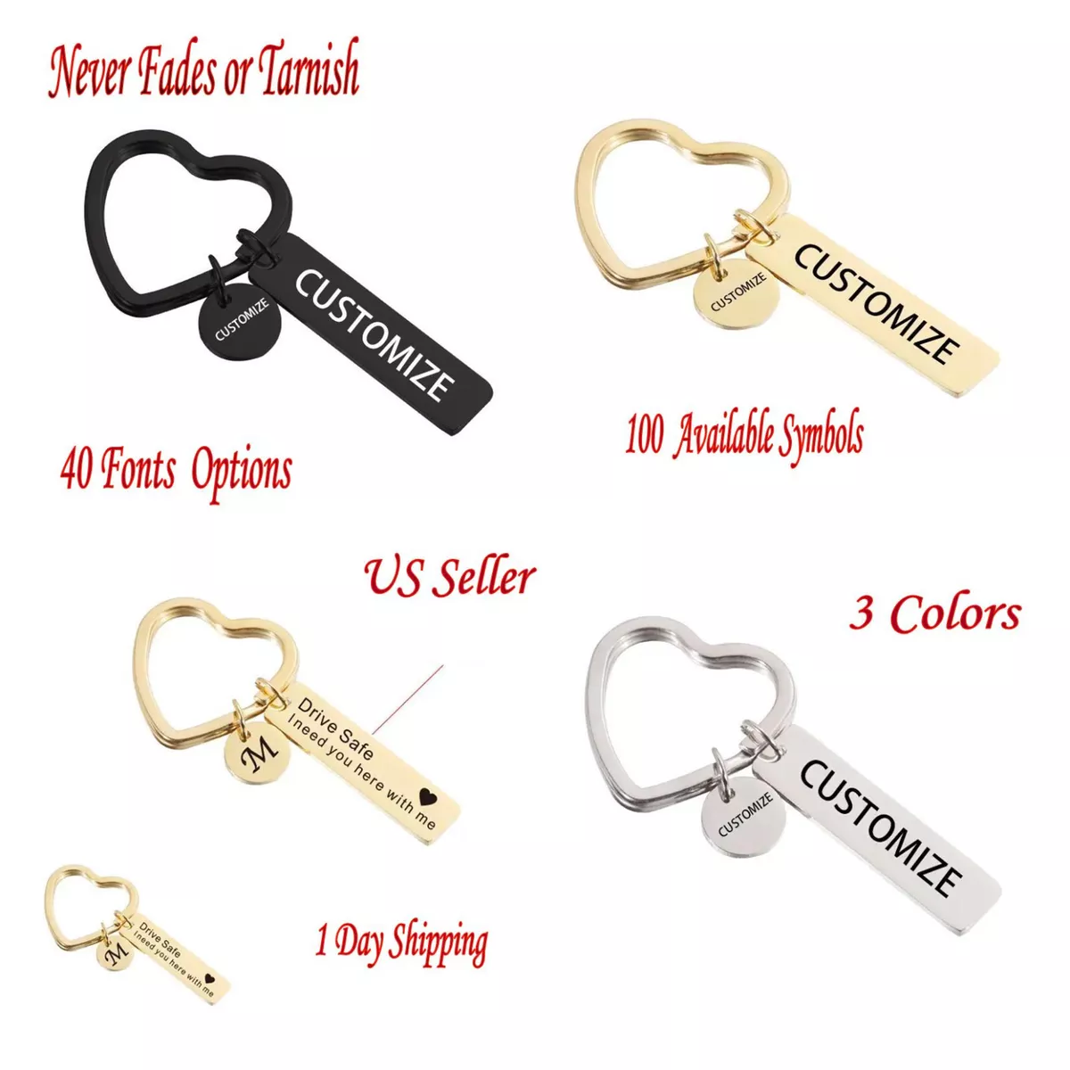 Large Key Charm and Bar Key Ring