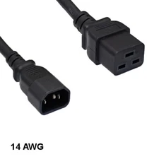 3ft Black AC Power Cable Cord IEC-60320 C14 to C19 14AWG 15A/250V SJT PDU UPS