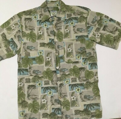 Panama Jack Resort Men's Hawaiian Button Up Men's Shirt Palm Trees Size Small