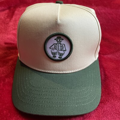 Two Drums Skeleton 5 Panel Adjustable Cap Hat Rum Coconut Beige Green