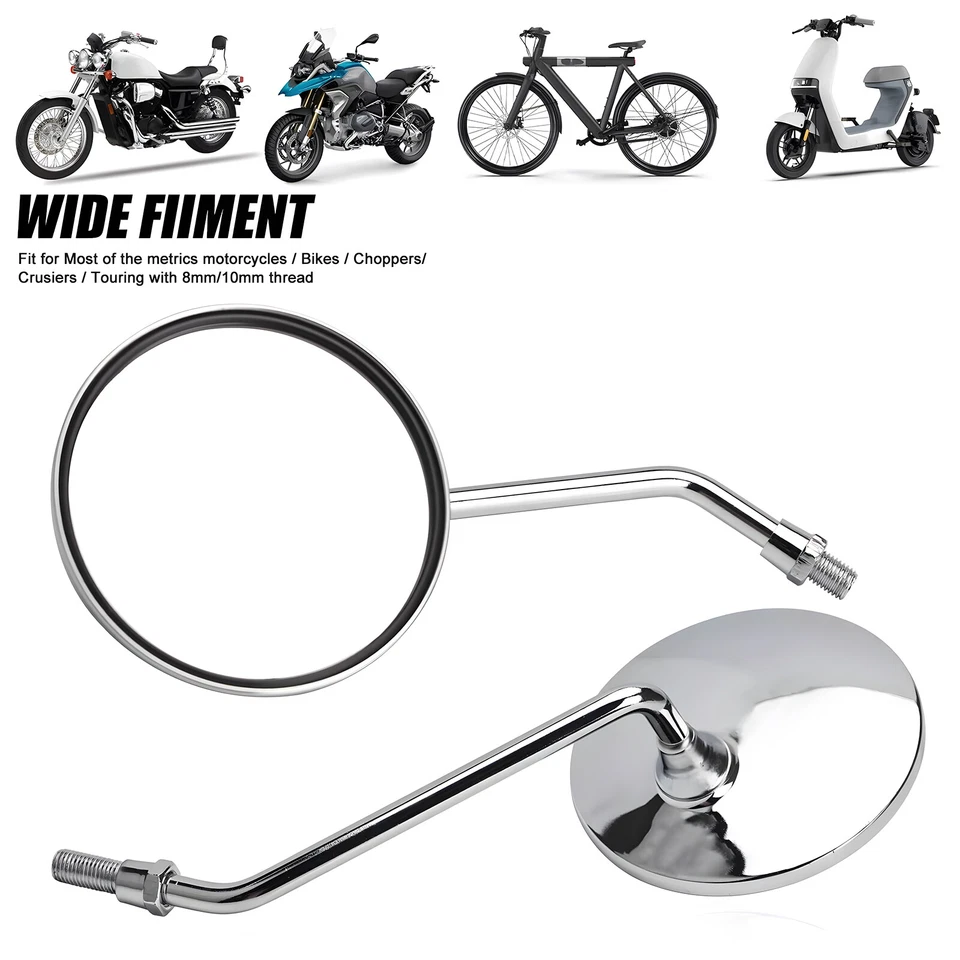 Pair Chrome Motorcycle Rearview Mirrors For Honda CB350 CB450 CB500 CB550 CB650 - Image 3 of 4