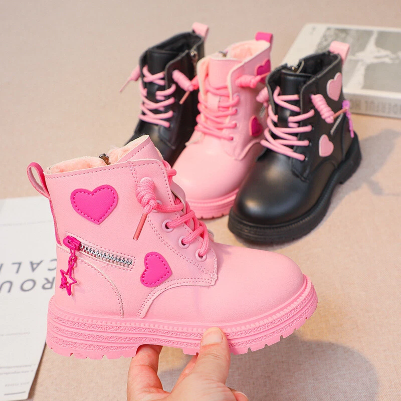 Girls Barbie Winter Warm Ankle Boots Kids Leather Toddler Chelsea Snow Boots