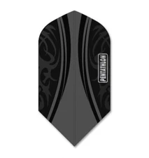 PENTATHLON BLACK/GREY Slim Dart Flights - 100 Micron 5 sets (15 flights) tracked
