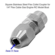 Square Stainless Steel Flex Collet Coupler for 1/4" Cable Gas Engine RC Boats