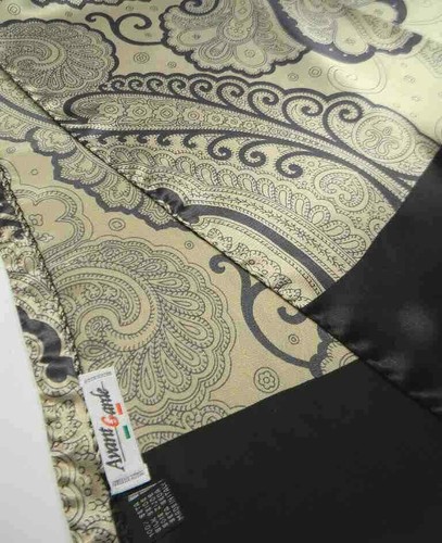 Sciarpa uomo seta stampata blu beige silk man scarf made in italy balza nera - Foto 3 di 4