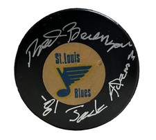 Red Berenson Signed St Louis Blues 1981 Game Puck w/ 81 Jack Adams Inscription