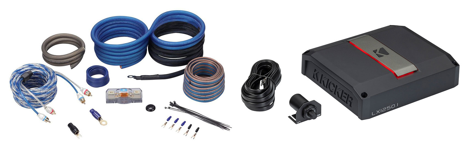 Автомобильный моноусилитель Kicker 51LX12501 мощностью 1250 Вт с Smart Bass Комплект проводов усилителя LX12501