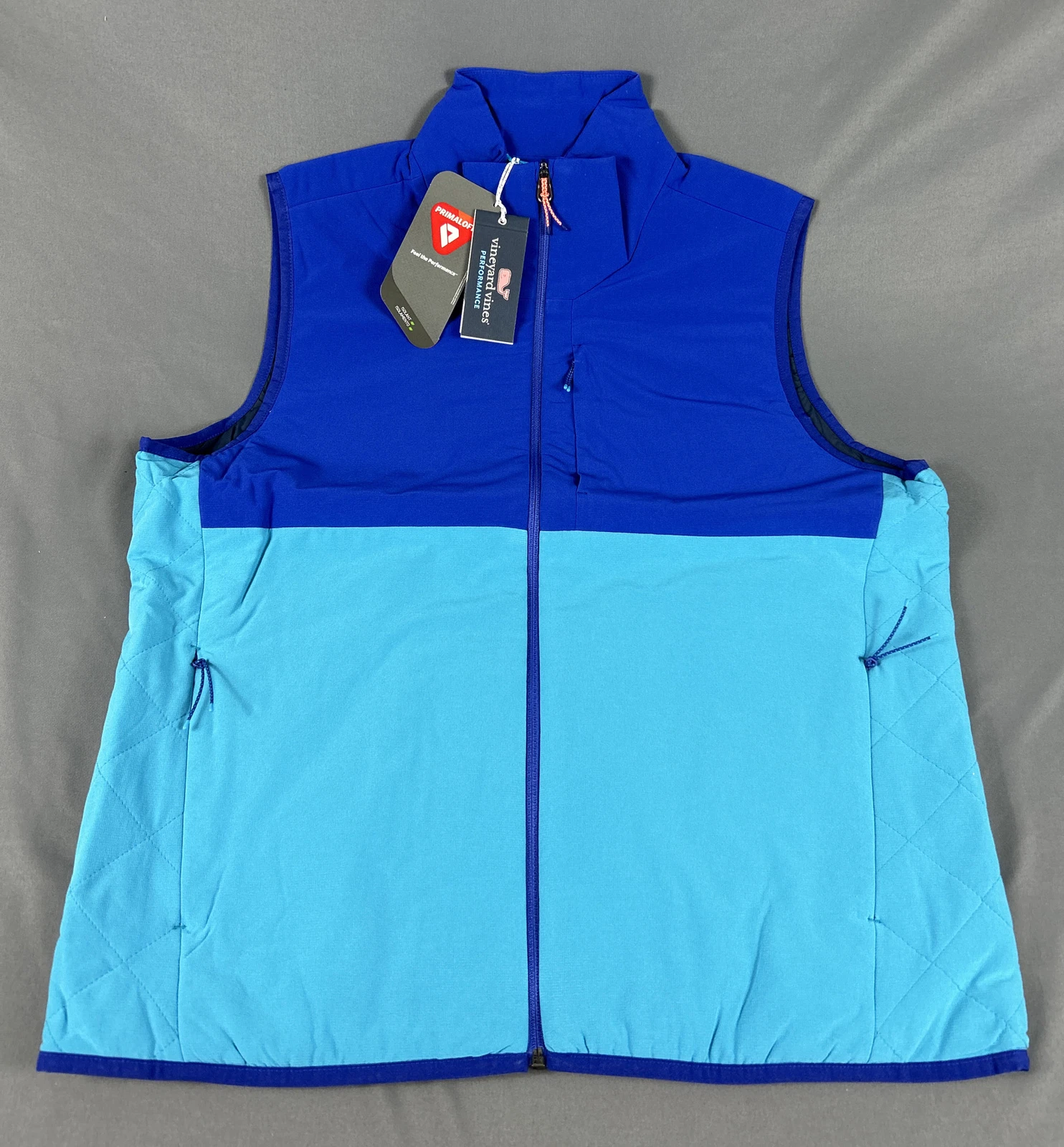 Vineyard Vines Golf Vest Performance FZ Marine Air Large Blue Ocean Reef $188
