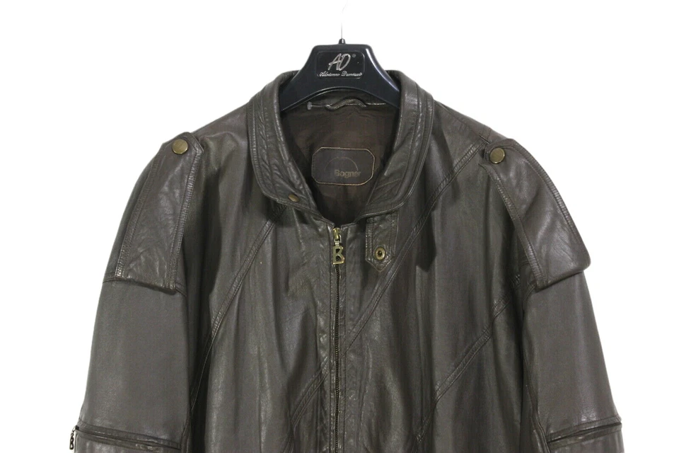 Chaqueta de cuero para hombre BOGNER talla L marrón con cuello y bolsillos co... - Imagen 4 de 4