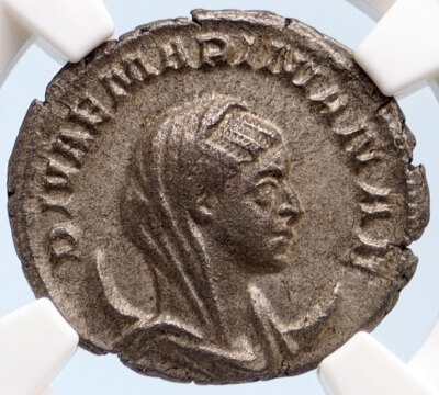 Diva MARINIANA 254AD Ancient Silver Roman Coin NGC VALERIAN I Wife