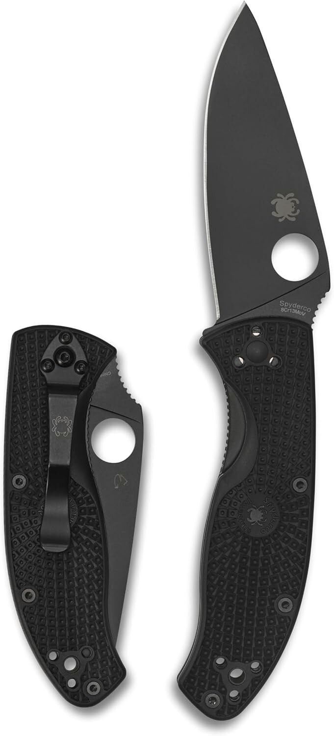 Spyderco Tenacious Folding Knife with Black Blade and Handle