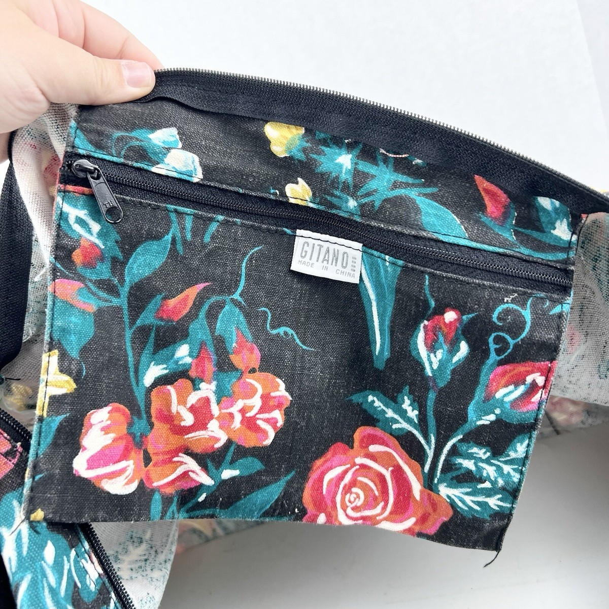 Vintage Gitano Floral Tapestry Weekender Duffle Bag With 