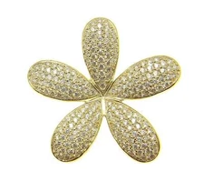 YELLOW GOLD ON SOLID 925 STERLING SILVER HAWAIIAN PLUMERIA SLIDE PENDANT CZ