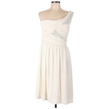 Max & Cleo Emily Cocktail Dress 10 White Silver Sequins One Shoulder Angelic NEW
