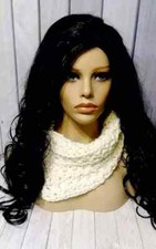 crochet handmade womans scarf bandanna cowl  white cream