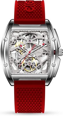 CIGA Design Automatik Herren Z Serie Armbanduhr Tonneau Mechanische Skelet Rot