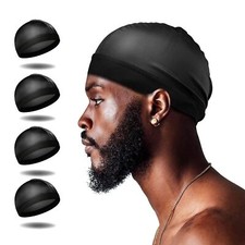 4 Pcs Silk Wave Cap Compression Over Silky Durag Stocking Wave Caps for Men