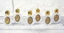 6pc Gold Guadalupe Embossed Holy Water Glass Bottle Party Favor Gift Baptism