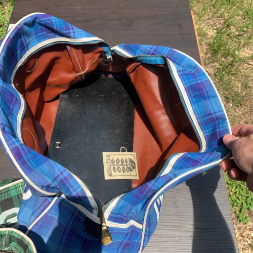 Vintage Geisler Tours Plaid Travel Bags 1950s Historical Charter Flight Pioneer - Picture 5 of 24