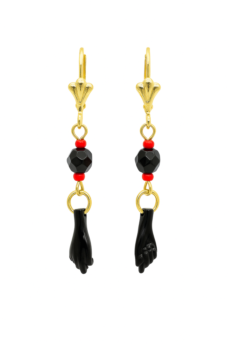 Aretes Colgantes Mano de Azabache Proteccion/Azabache Dangle Earrings Good  Lucky