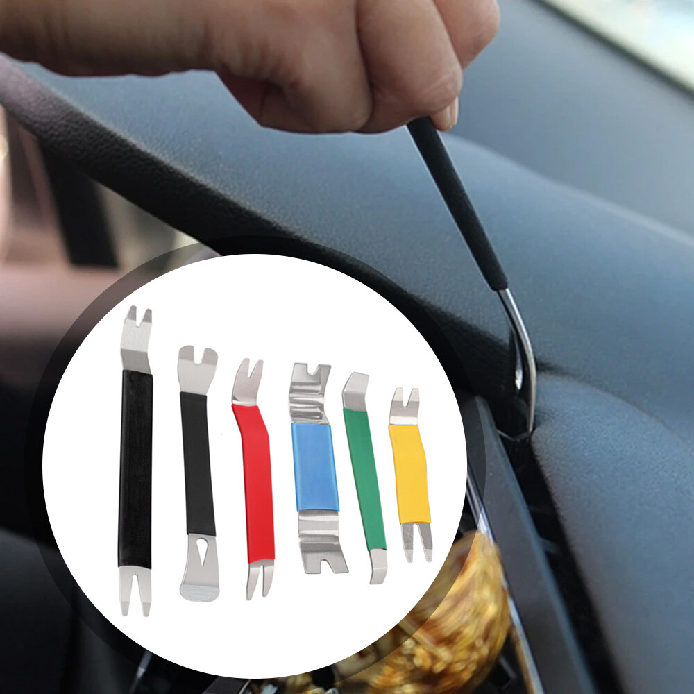 6-Piece Car Radio Dash Panel Removal Pry Tool Kit Universal Metal Repair Set