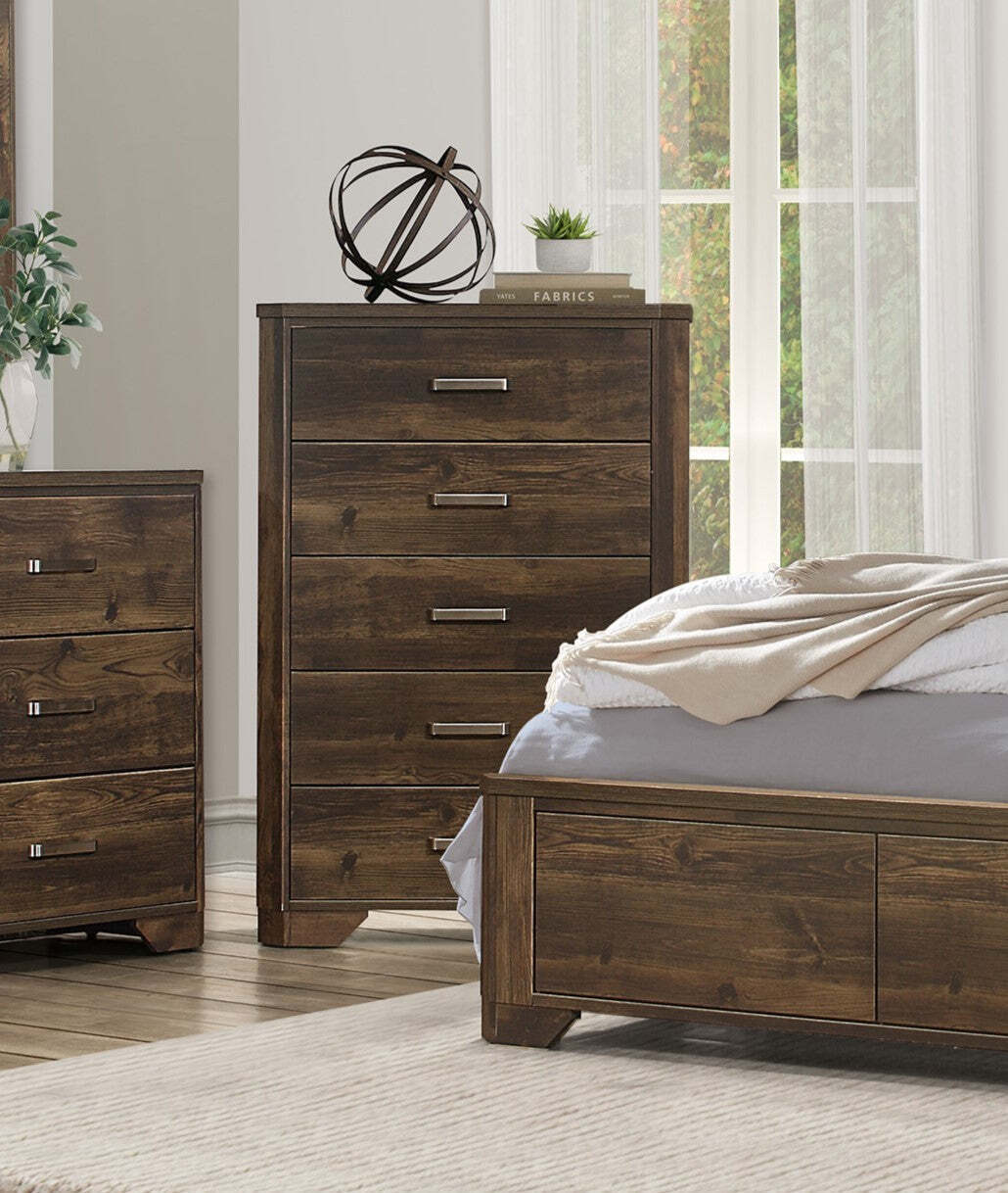 Rustic Brown Wooden Storage Chest for Bedroom Organization  
