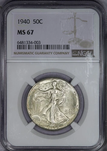 1940 Walking Liberty Half Dollar 50c NGC MS67 - Super original!