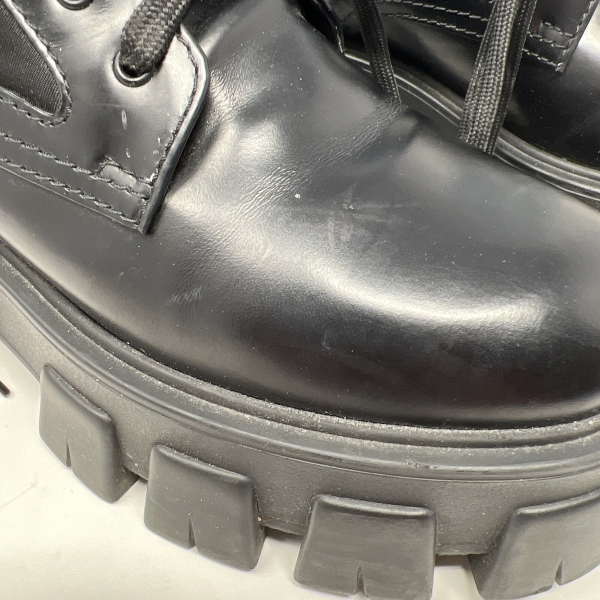 Prada＊Leather and Re-Nylon booties レザーブーティ＊送料込 Prada Re-Nylon and Leather Booties | Saks Fifth Avenue