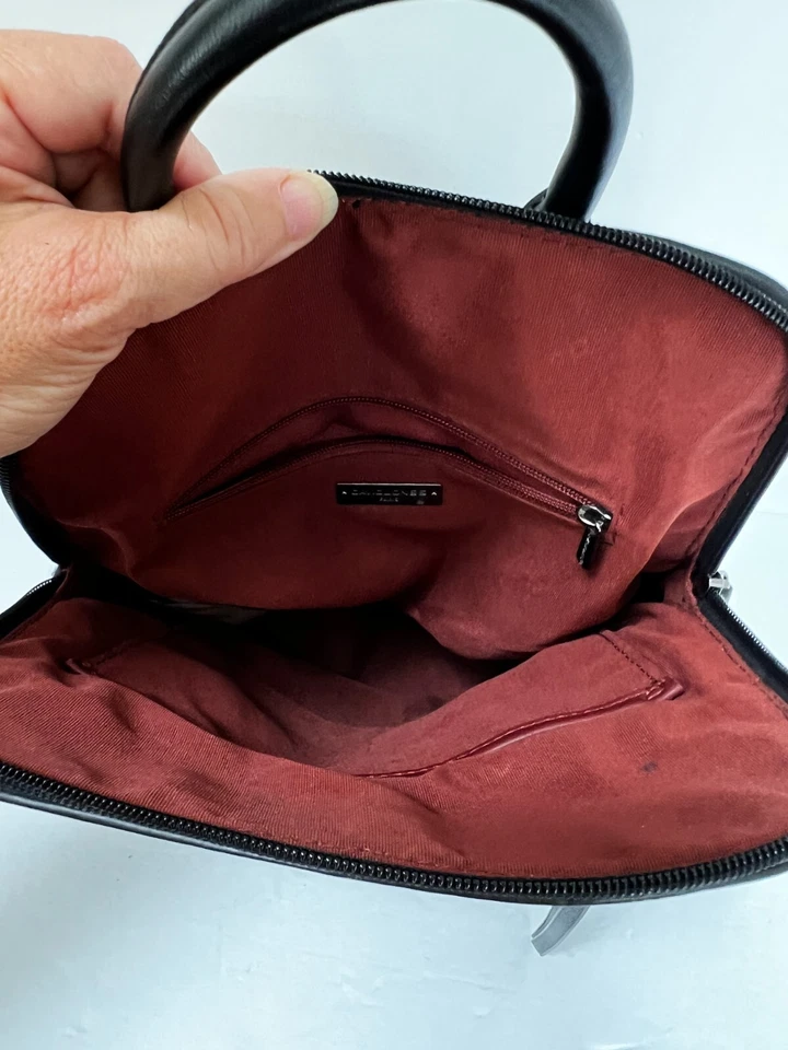 DAVID JONES PARIS Womens Black Leather Chic Backpack Bag (Read) - Image 4 of 4