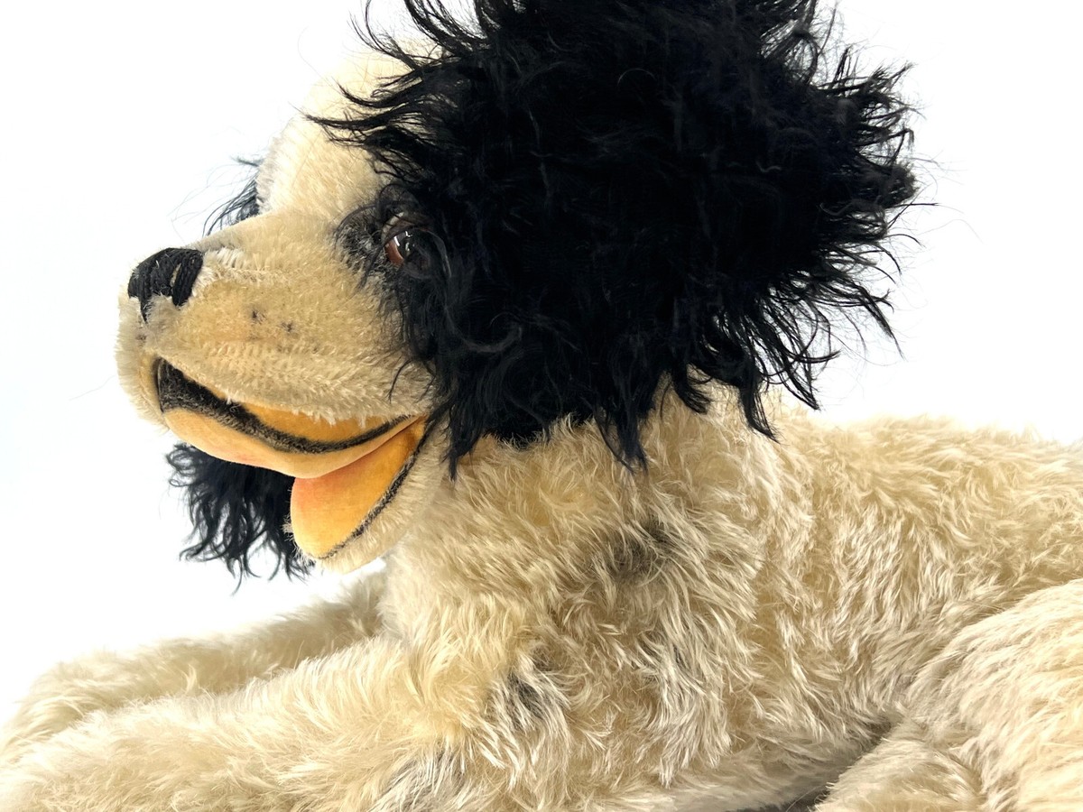 Steiff Cockie Cocker Spaniel Dog lying 1950s Black White Steiff Cockie Cocker Spaniel Dog lying 1950s Black White