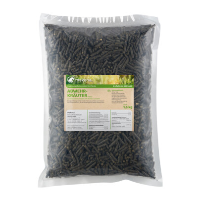 Makana Abwehrkräuter Pellets auf Schwarzkümmelbasis für Pferde, 1,5 kg Beutel