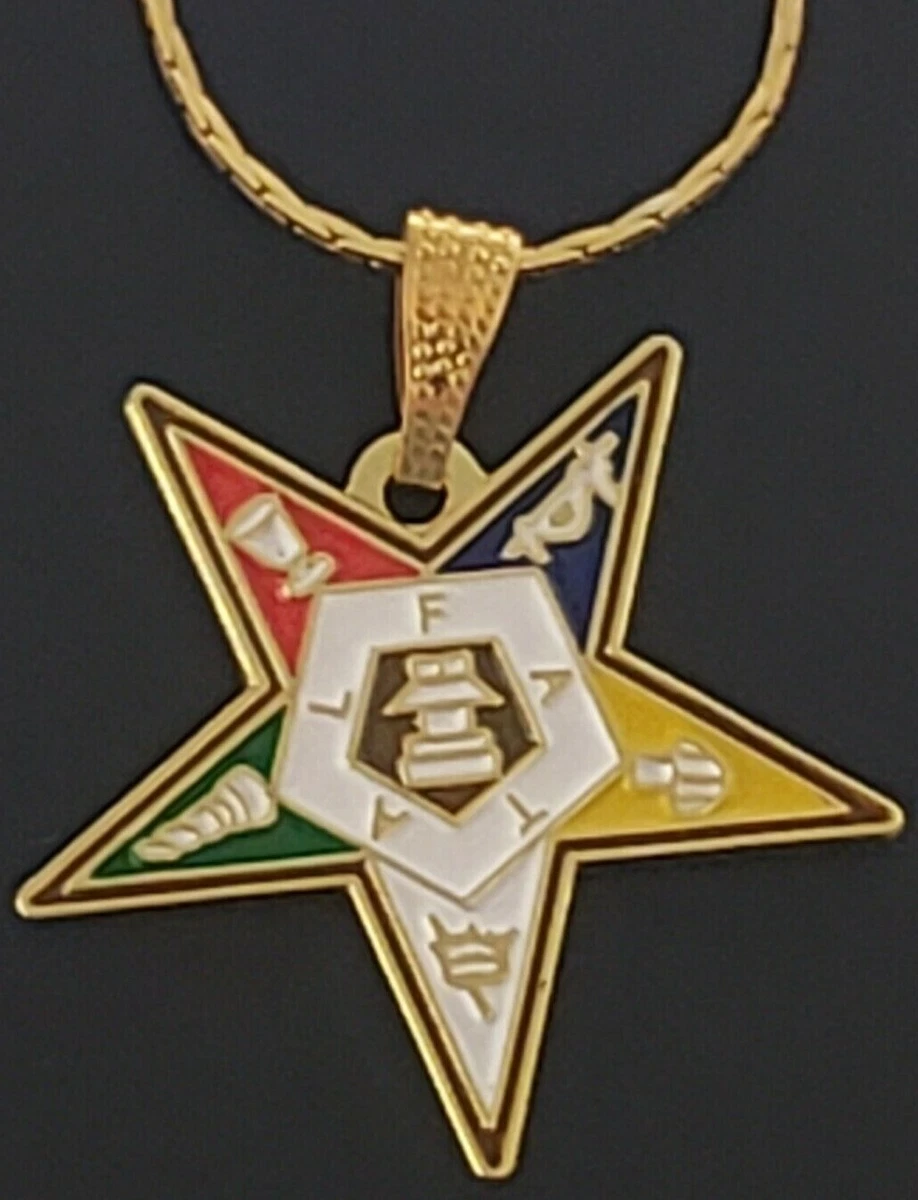OES Gold Tone OES Pendant with Chain Eastern Star Necklace eBay